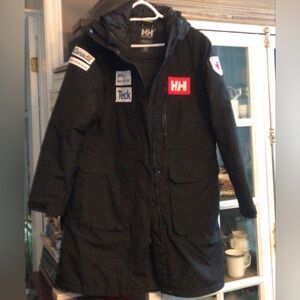 Helly Hansen Black Coat with Patches, M